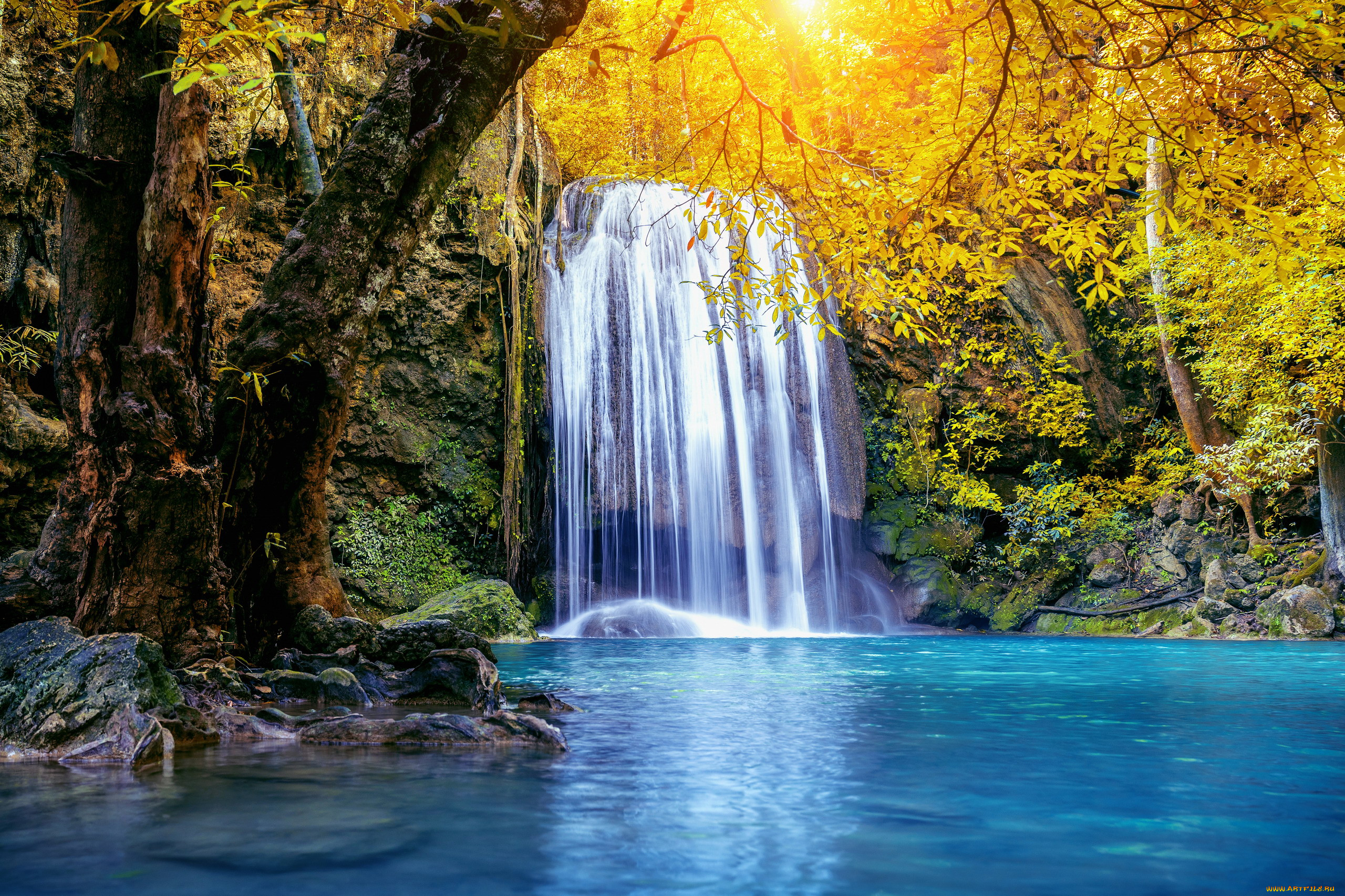 erawan waterfall, thailand, , , erawan, waterfall